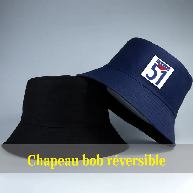 Man's Summer 51 Pastis's Bucket Hats Women Reversible Cool Outdoo Bob Hat Unisex Daily Fisherman Caps Unisex Daily Beach Sun Hat 6