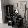 Vanity Desk with Mirror and Lights Makeup Vanity Table Set with Charging Station Black Desk with Storage Cabinet, 3