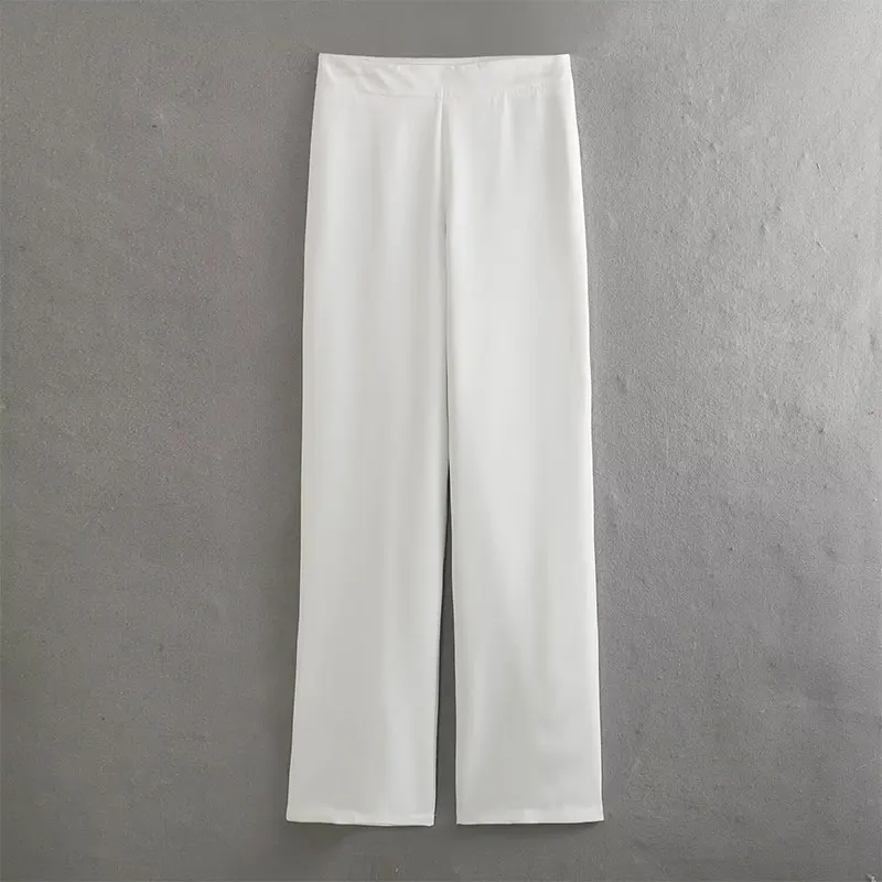 

TRAF Solid-Colored Pants For Women Spring and Summer with Casual and Fitted High-Waisted