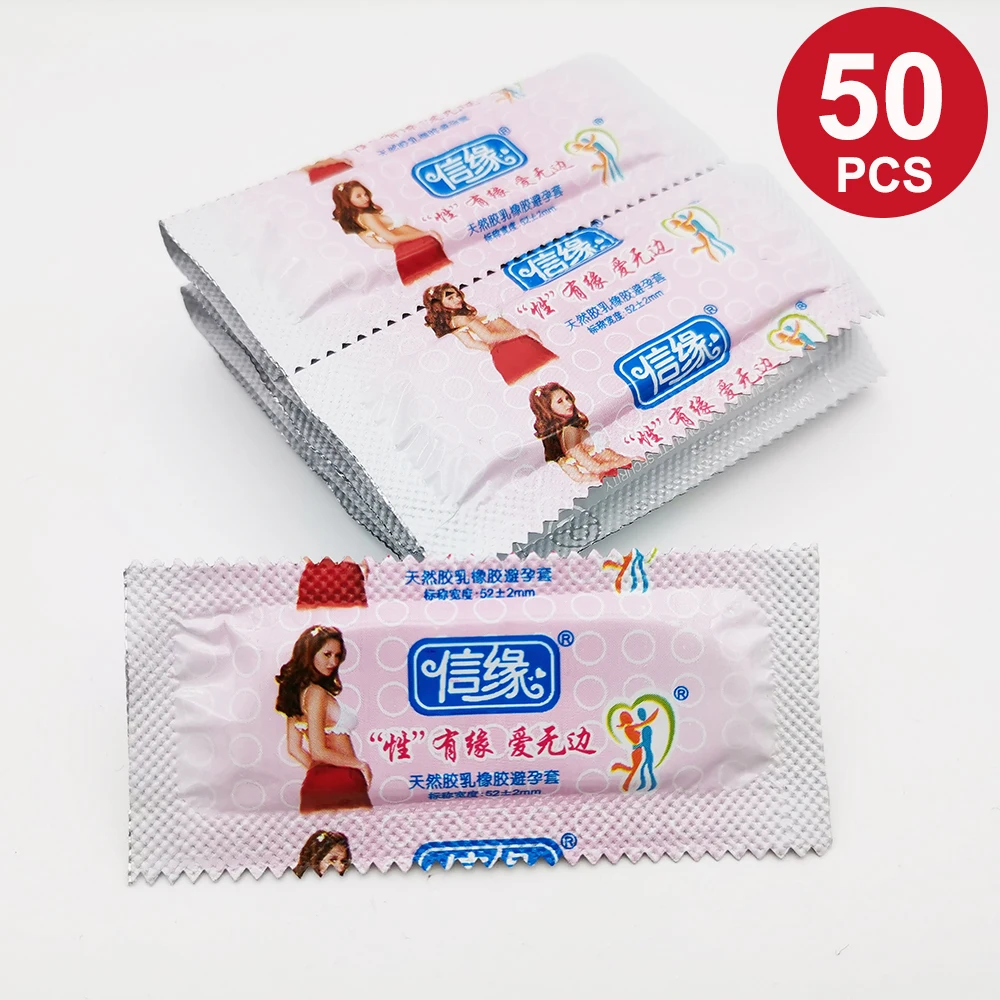 XINYUAN Condoms 50 Pcs Ultra Thin Natural Latex Lubricated Condom For Men Penis Sleeve Contraception Sex Toys Intimate Goods