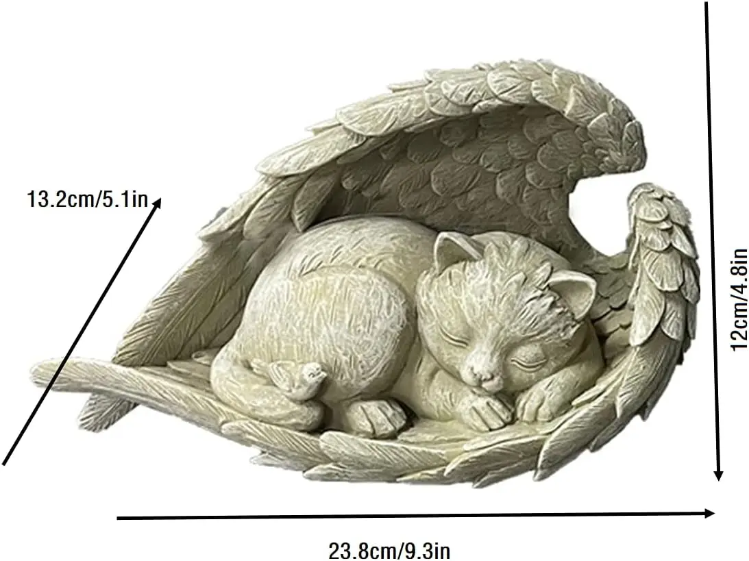 Cat Angel Memorial Statue Commemorates Our Lost,Cat Figurines is Placed in The Outdoor Garden or Tombstone,cat Statue Resin