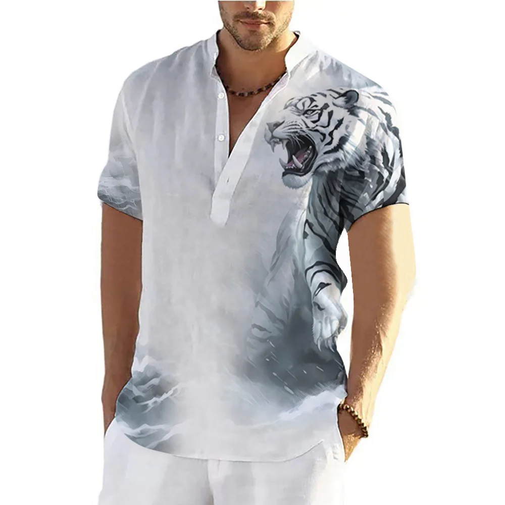 Men Tiger Shirts T-shirts Short Sleeve Tops Animal Graphic Clothing Streetwear V-Neck Pullovers Summer Shirt Tees casual short sleeved shirt short sleeved shirt
