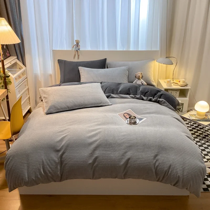 1pc Thicken Winter Duvet Cover Warm Milk Velvet Comforter Cover Double Side Velvet Bed 3D Carve Flower Comforter Set Bedding Set S95608b437eba48ff802ef02f393c62cfX