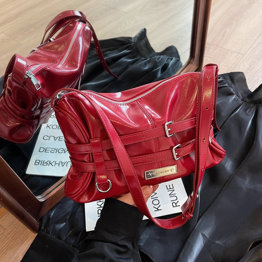 Luxury Design Shoulder Bag for Women Chic Handbag Purse PU Leather Red Clutch Y2K Bag Girls Purses Ladies Travel Commuter Bag