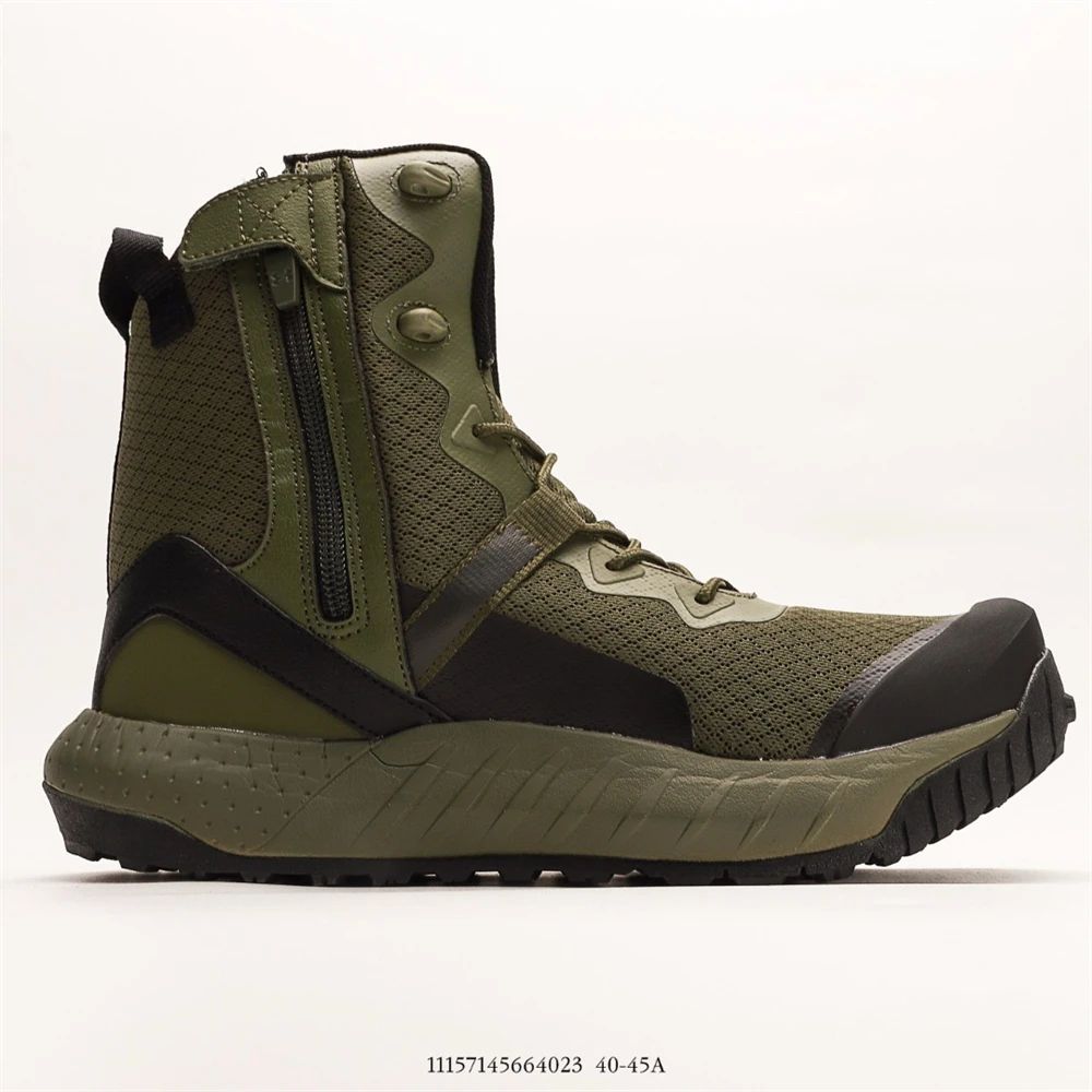Hiking Shoes Winter Men&rsquo;s ARMOUR Valsetz Side Zip High-top Outdoor Warm Non-Slip Khaki Zapatillas Training Hiking Sports Sneakers Size40-45