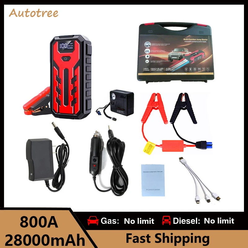 

28000mAh Car Jump Starter 800A Power Bank Air Pump Petrol Diesel Car Battery Charger Starting For Auto Battery Booster to Start