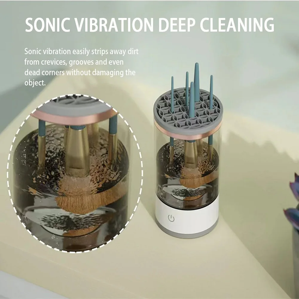Automatic Makeup Brush Sonic Cleaning Machine Drying Stand Electric Cosmetic Brush Cleaner Device Eye Shadow Brush Washing Tools