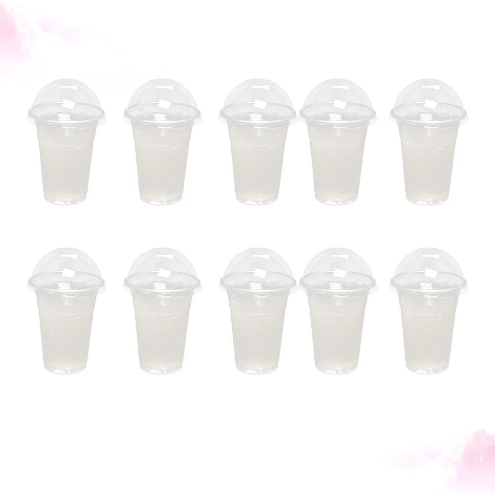 50 Pcs 500ml Disposable Clear Plastic Cups With Hole Dome Lids For Tea Fruit Juice Milk Tea With Covers plastic cups