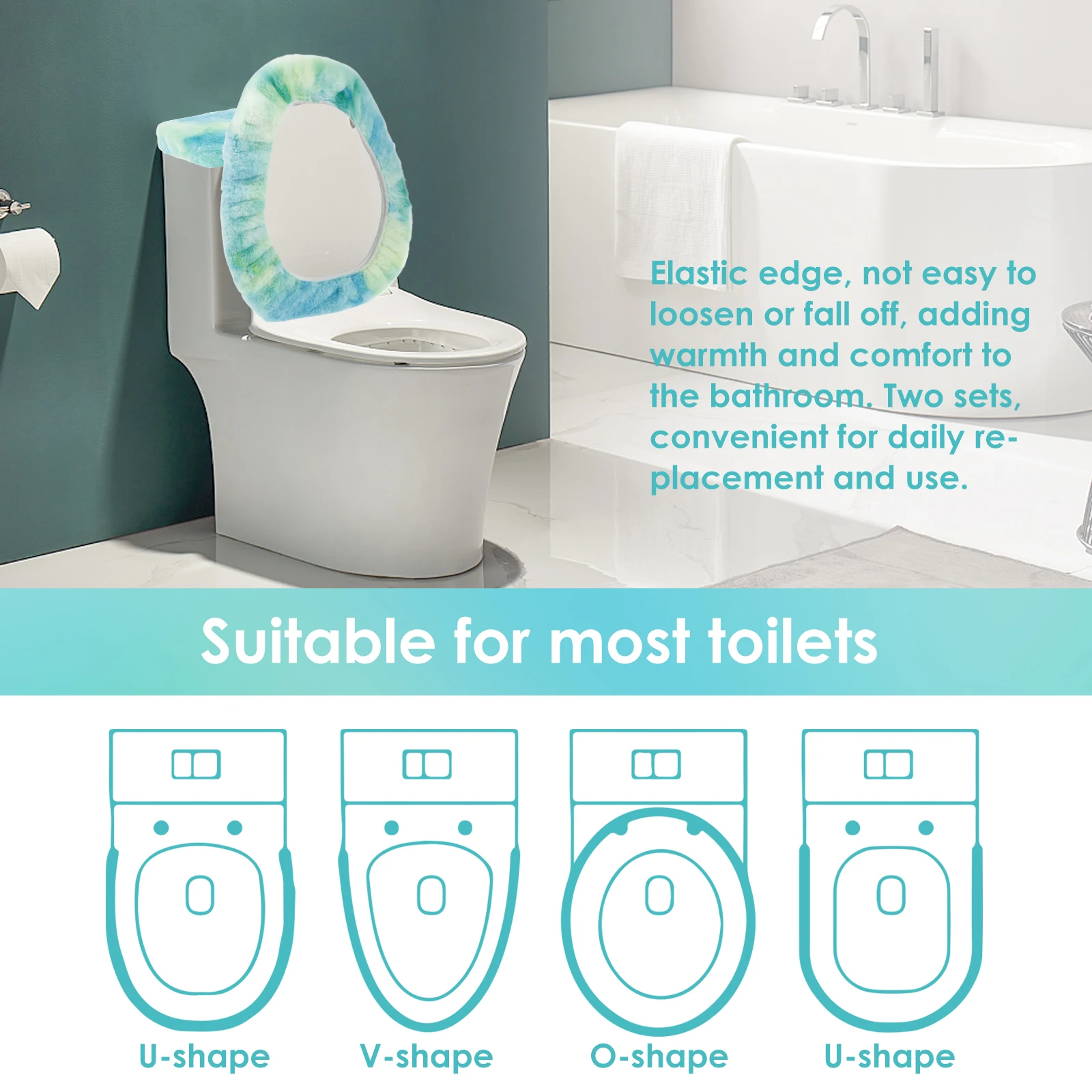 Universal Stretching Toilet Covers and Toilet Tank Lid Cover Set Soft Plush Bathroom Closestool Seat Case