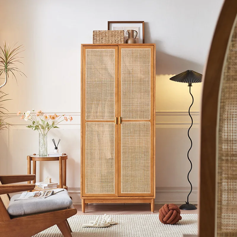 rattan wardrobe Jifeng household small-sized large-capacity storage cabinet  Hotel B&B bedroom solid wood wardrobe - AliExpress