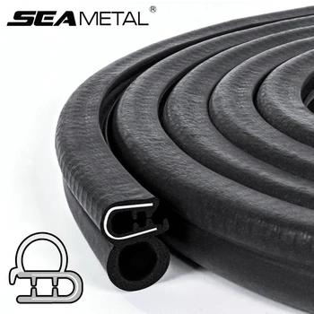 SEAMETAL 5m Car Door Rubber Seal Strip Universal Soundproof Sealing Strips with Side PVC Bulb for Car Door Boat Home Sealants
