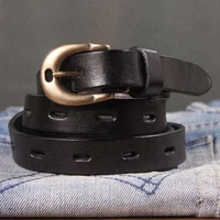 Retro Genuine Leather Women's Belt Pure Copper Button Western Cowboy Style Luxury Brands Jeans Belt Fashion Luxury Women Belt - Image 5