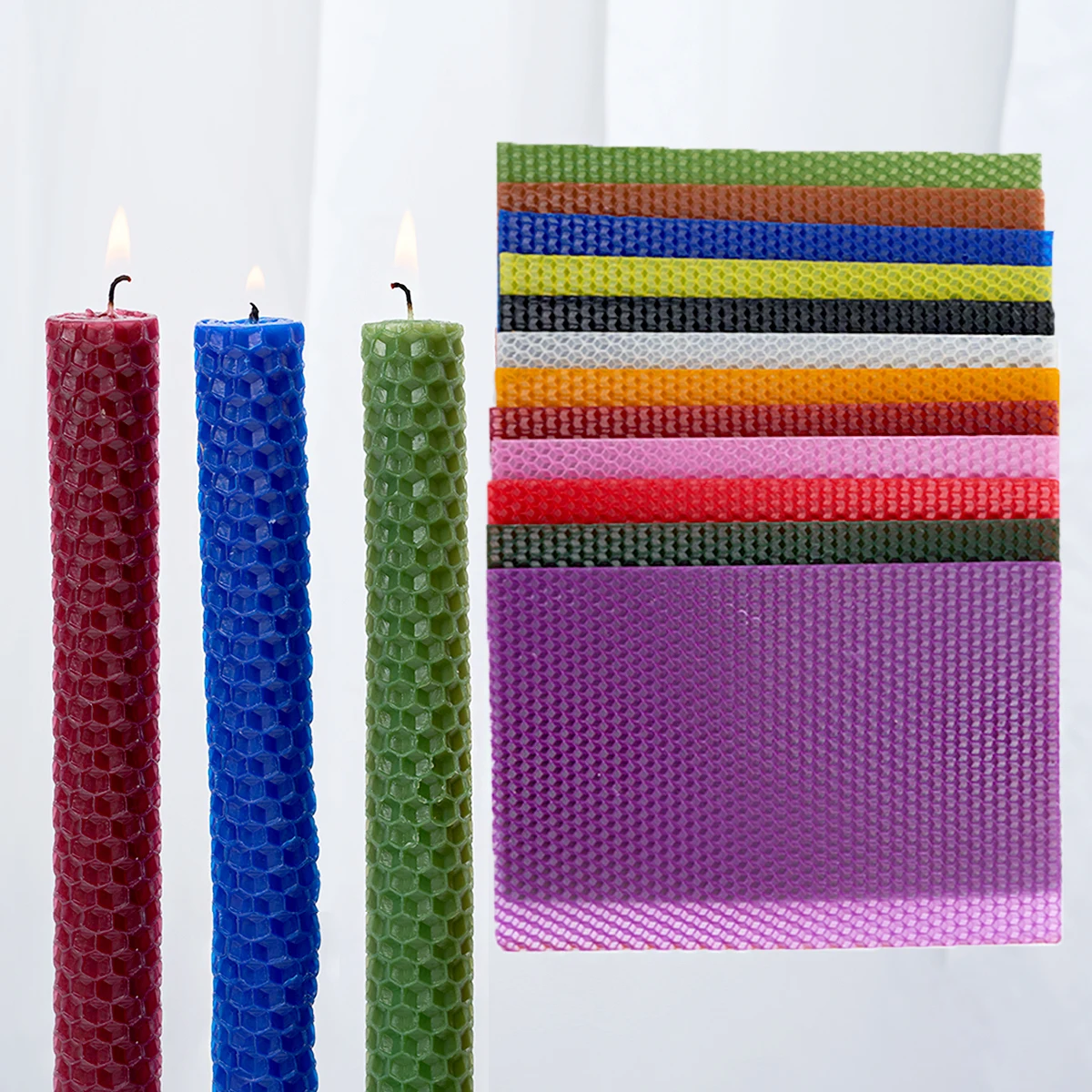 Colored Beeswax Sheet Candle Roll 15*20Cm 12Colors 6Pcs Handmade DIY Honeycomb Wax Sheet Parent-Child Activity Material Package candle making wax candle making tools