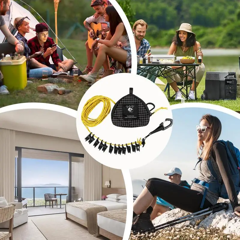 Portable Clothesline For Travel Indoor Laundry Drying Rope Outdoor Camping Clothesline Windproof Portable Travel Clothesline 5