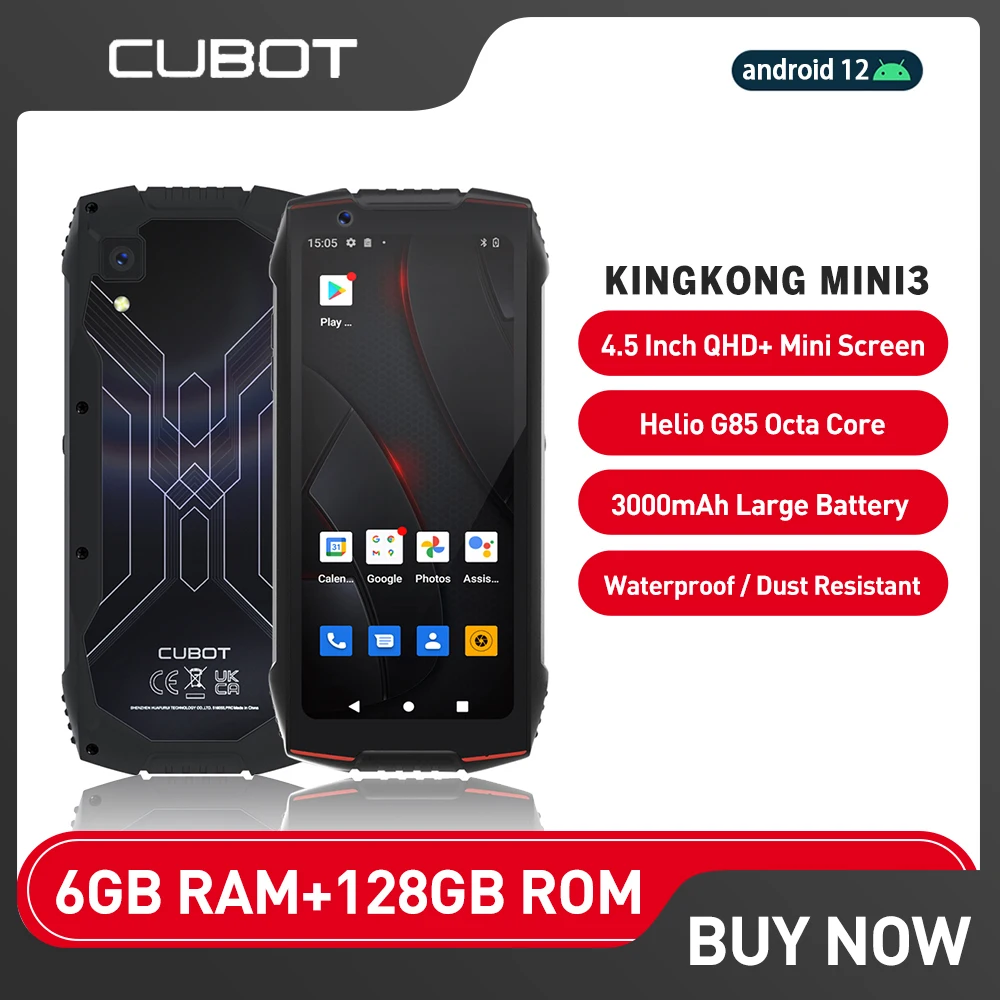 4.5'' Cubot KingKong Mini 3 20MP Smartphone 6GB+128GB Dual SIM NFC Rugged  Phone