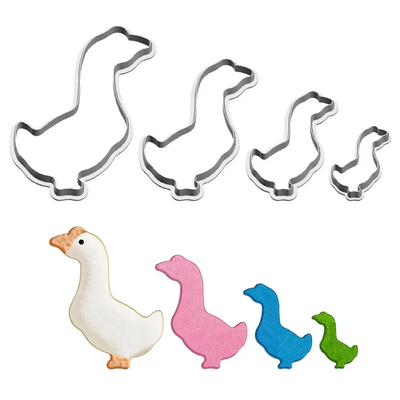 Cookie Cutter Baking Mold Fondant Cutter Four Specification Cartoon Animals Poultry Big White Goose Plastic Mold Cake Fondant Tools Sushi Fruits Cutters