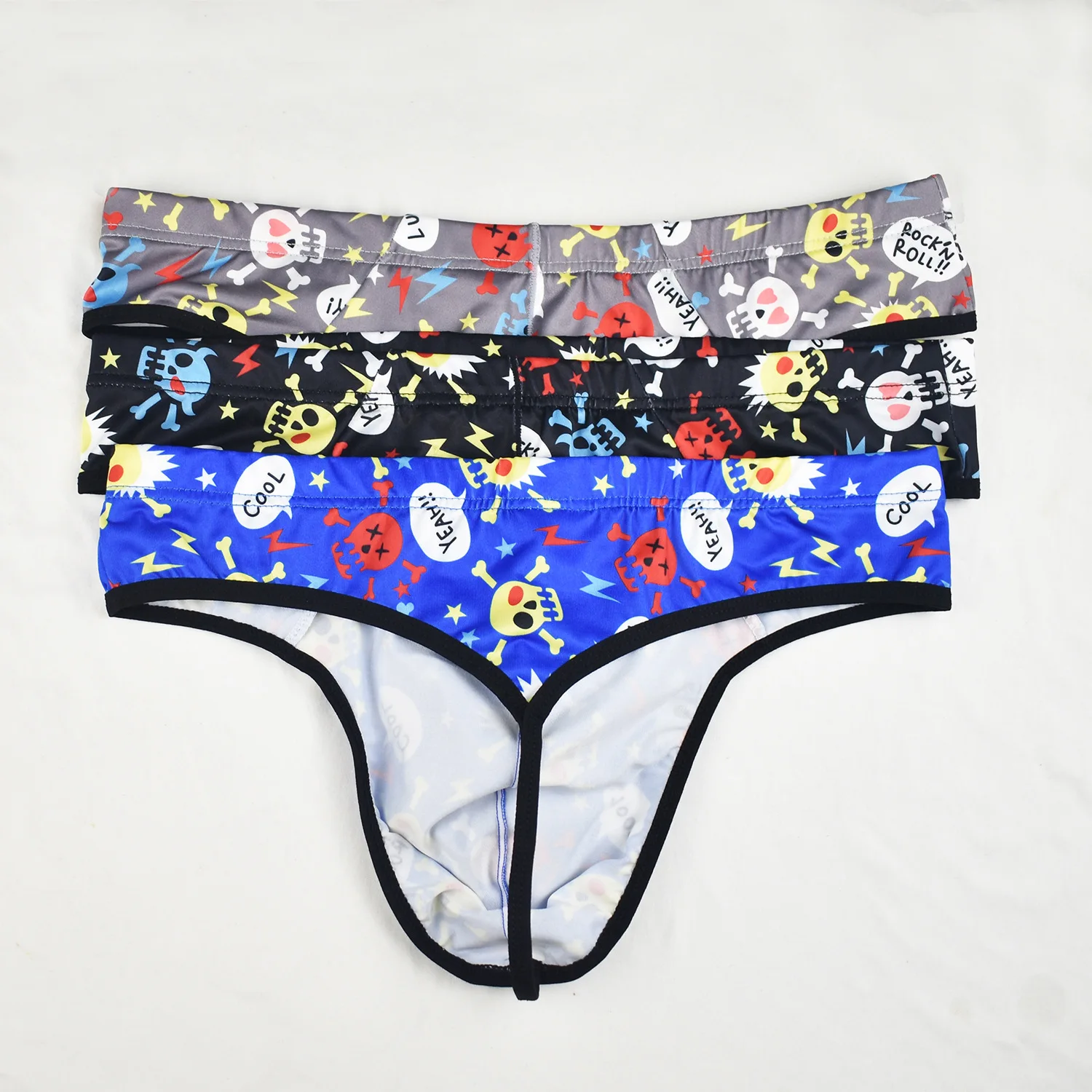Men Sexy Swimming Trunks Breathable Soft Briefs Bikini Trendy Cartoon Print Low Waist Lingerie Underpants Quick Dry Men Swimwear