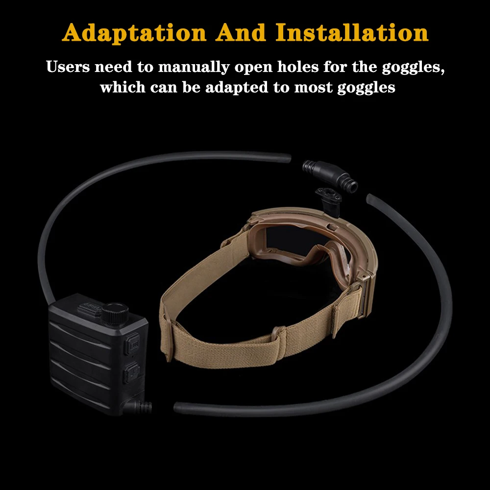 Tactical Goggles Fan Defogger Anti-Fog Kit Eyewear Air Defog for Airsoft Shooting Motocross Skiing Mountaineering