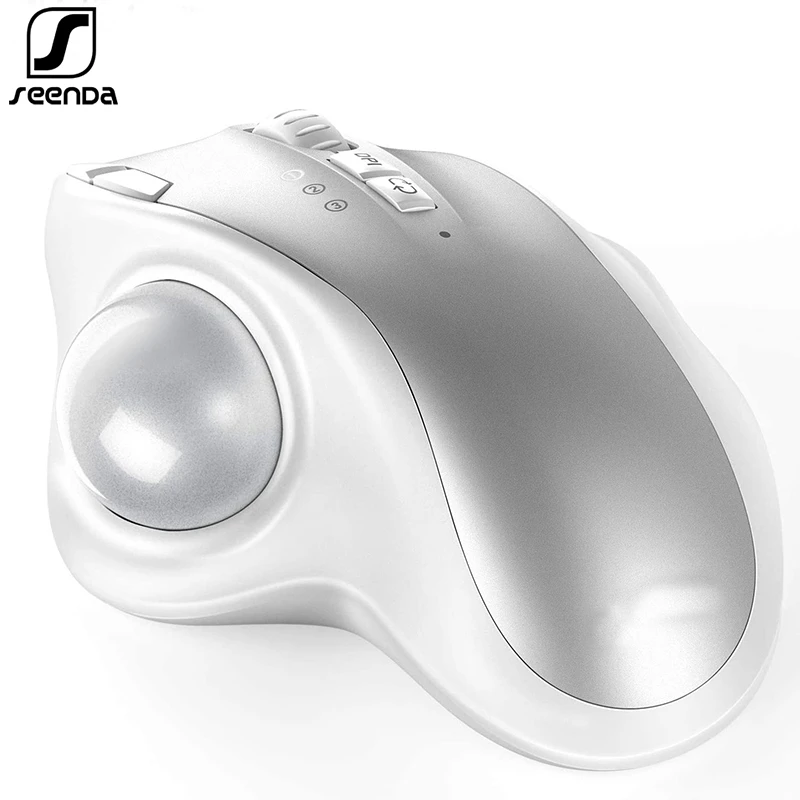 Seenda Bluetooth Wireless Trackball Mouse 3device Connection Ergonomic Mouse Rechargeable 2.4g