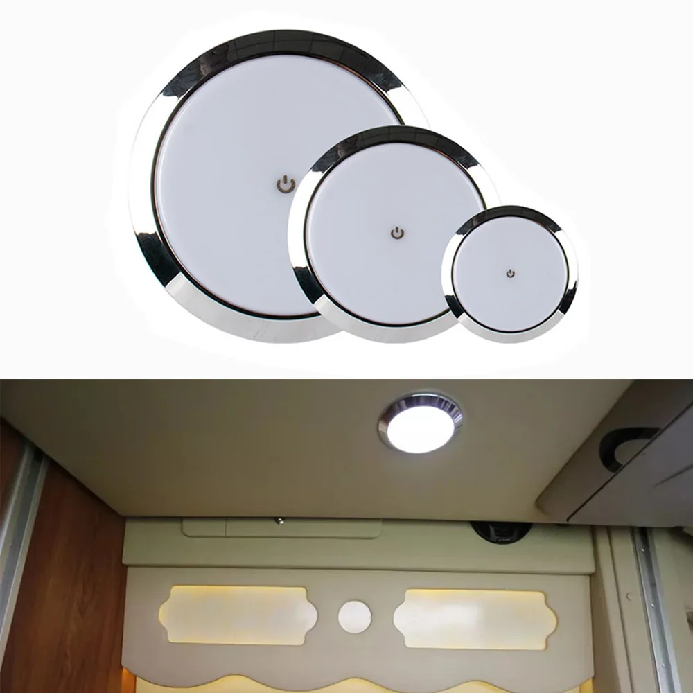 12V 24V LED Ceiling Light with Touch Switch Surface Mounted for RV Camper Caravan Van Travel Trailer Truck Sailboat Indoor Board 1m frameless embedded ceiling led aluminum profile linear bar strip light for gypsum board hidden backlight line corner lighting