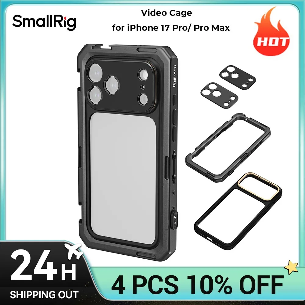 SMALLRIG Mobile Video Cage Basic Edition voor iPhone 16 Pro Max met T-mount lens achterplaat, TPU zacht frame, voor video-opnamen, live streaming en filmopnamen - 5006