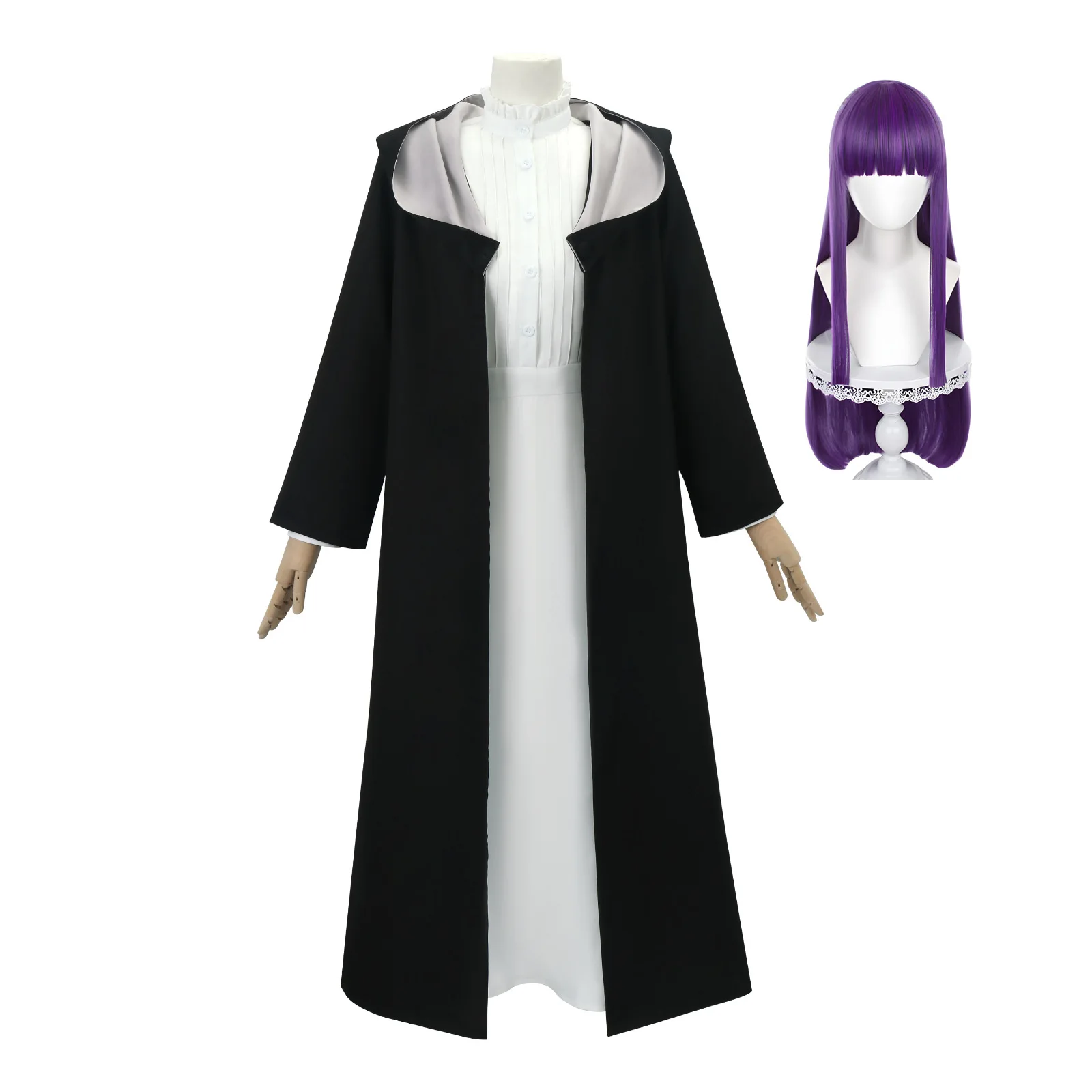 

Fulujiacos Frieren Beyond Journey's End Anime Fern Cosplay Costume Wig Cloak Coat Dress Casual Wearing Christmas New Year Gift