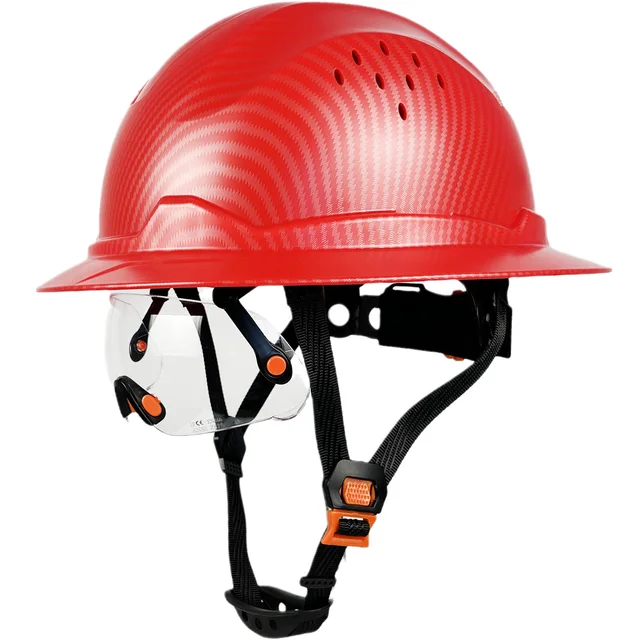 Full Brim Hard Hat With Visor Safety Helmet With Visor Goggles ANSI