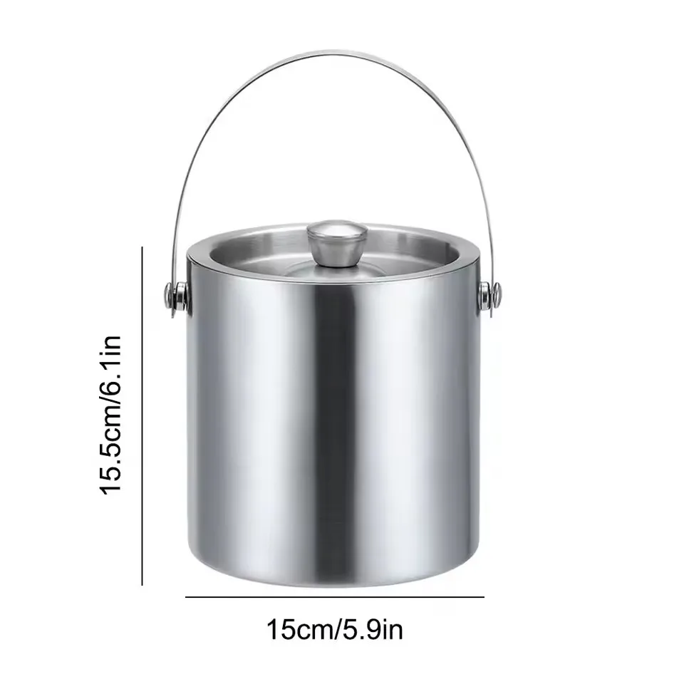 Stainless Steel Ice Bucket Double Walled Beverage Tub Comfortable Carry Handle for Champagne Cocktail Parties Chilling Beer