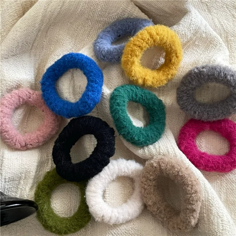 New Plush Hair Tie Cute Colorful Ponytail Holder Elastic Hair Band Rubber Bands Women Hair Accessories