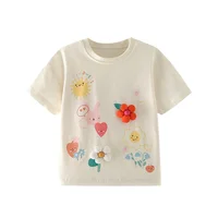 Jumping Meters 3-8T Flowers Kids Tees Hot Selling Cotton Summer Girls Tshirts Baby Clothes Children's Tees Tops 1