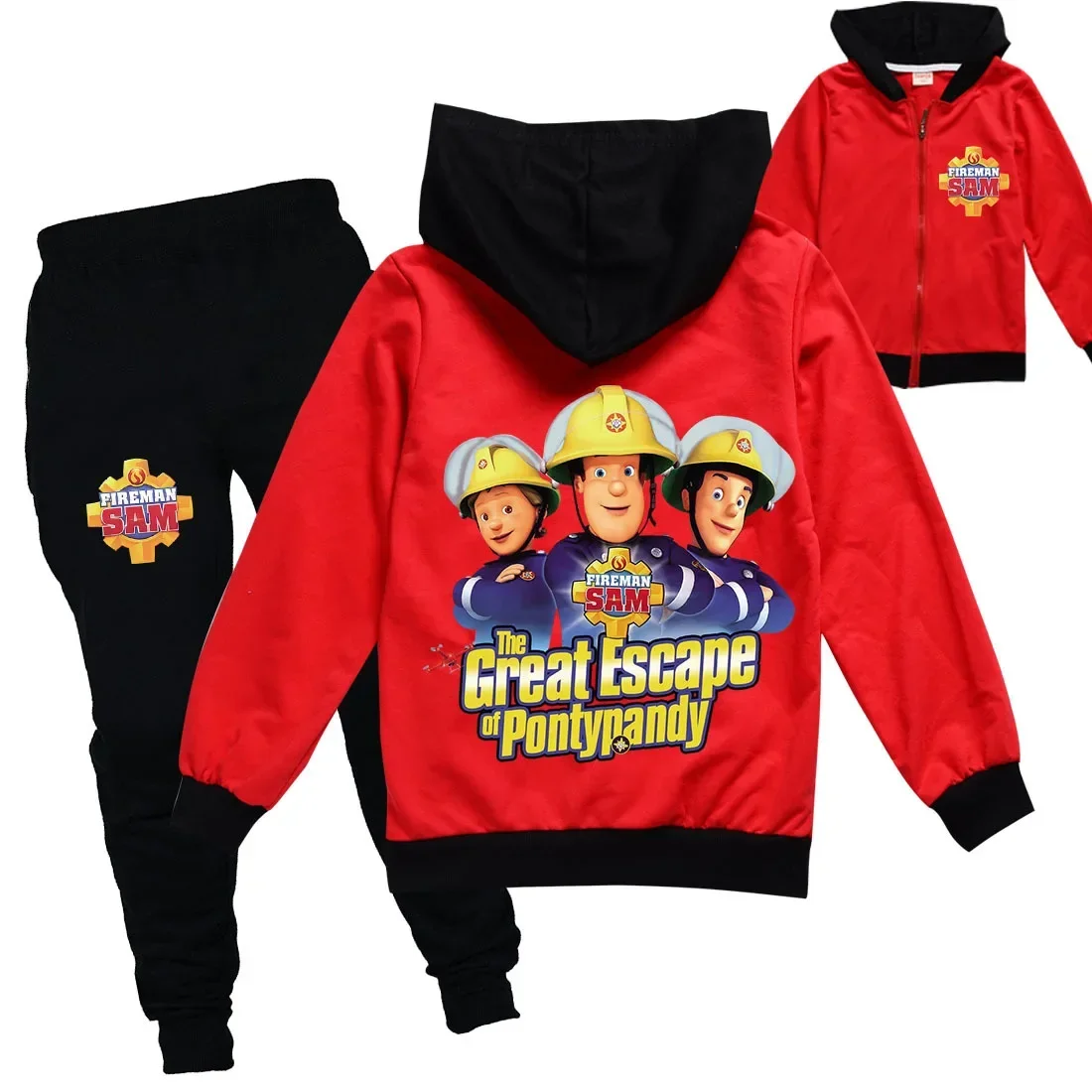 

Kids Fireman Sam Clothes Children's Boutique Clothing Baby Boys Zipper Hoody Jacket+ Pants 2pcs Set Toddler Girls Casual Outfits