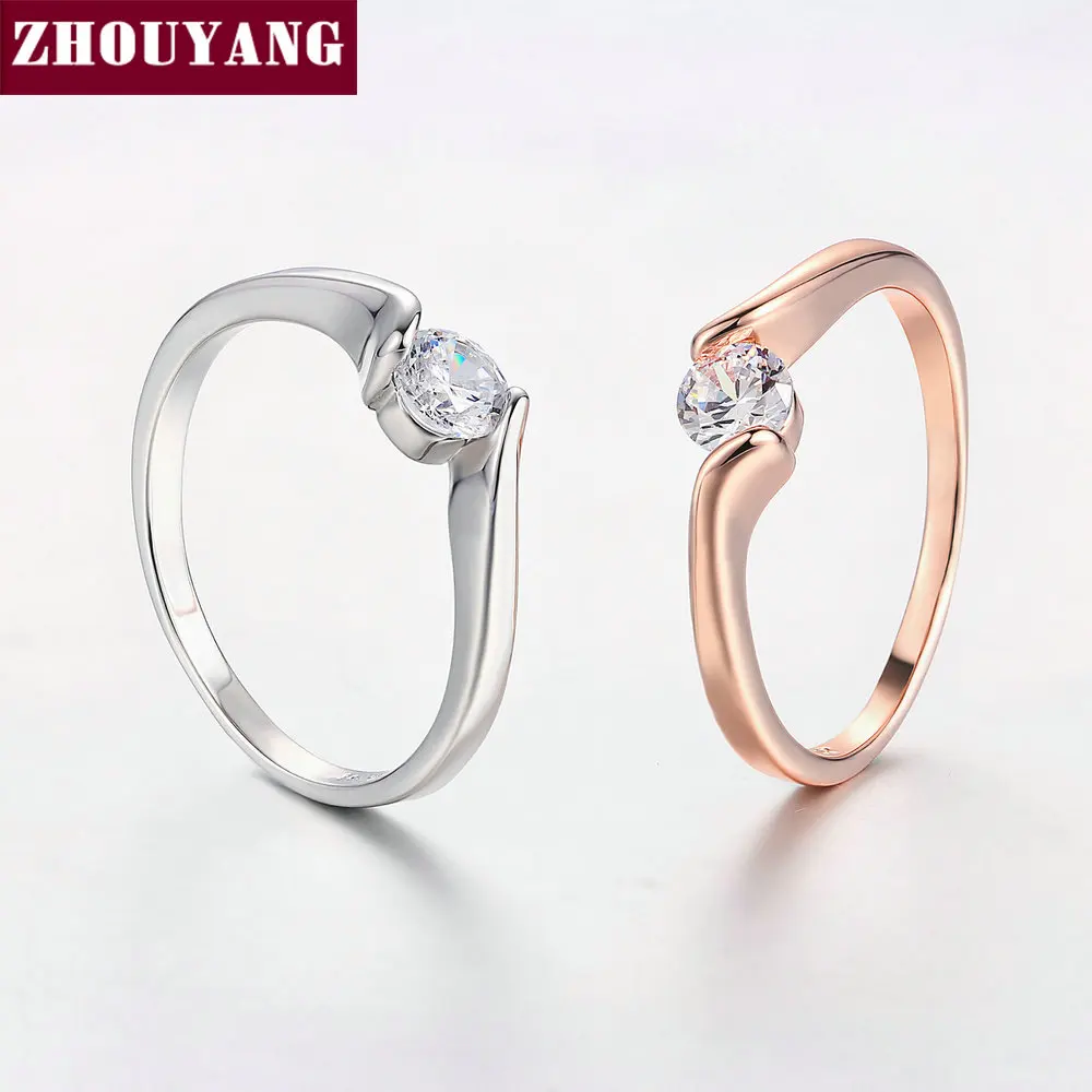 Wedding Rings Gold Color Ring For Women Concise Cubic Zirconia