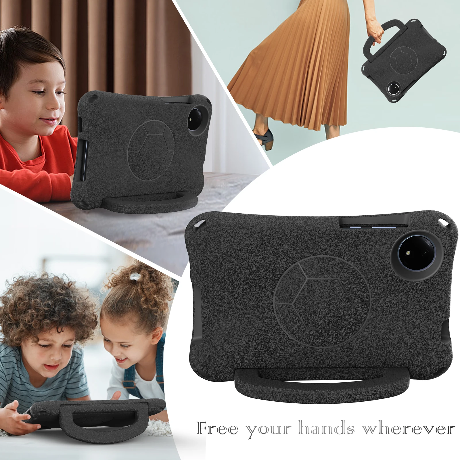 Durable EVA Football-Themed Tablet Stand Case, Rugged Protective Cover
