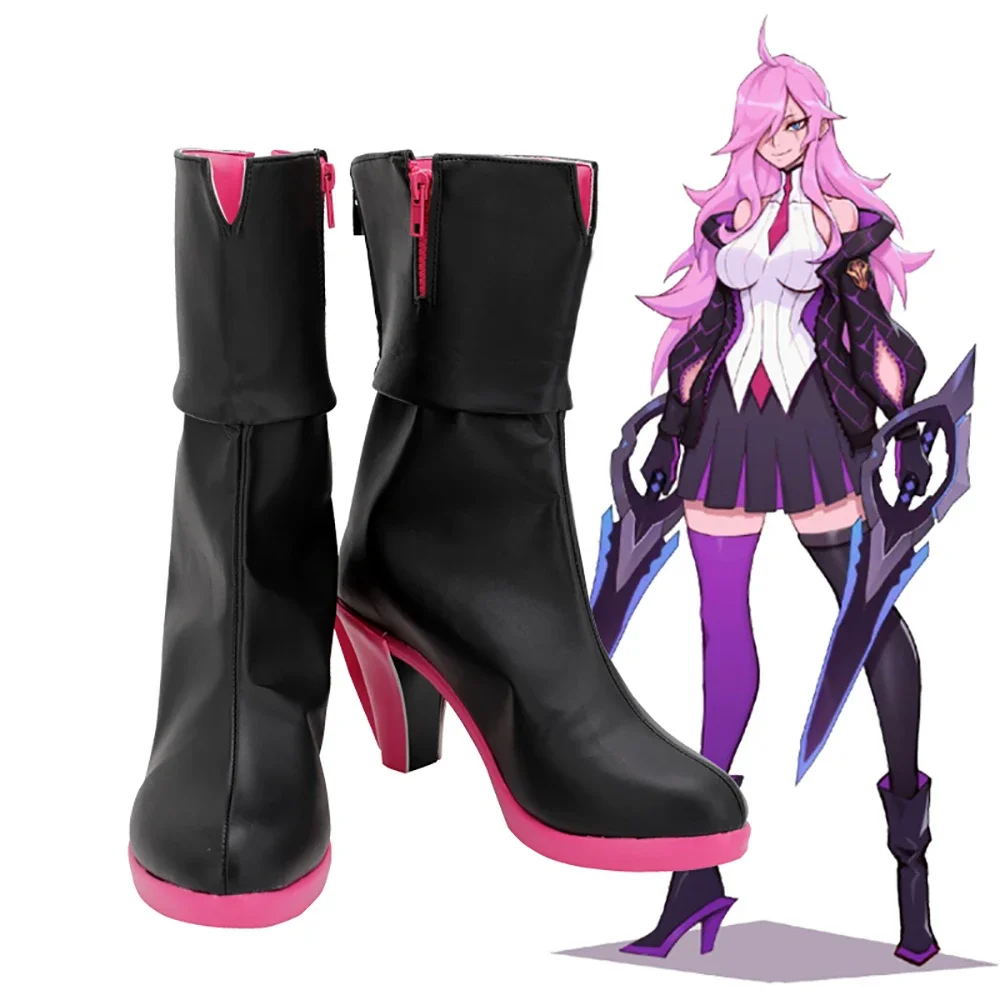 

Game LOL the Sinister Blade Katarina Du Couteau Cosplay Boots High Heel Black Shoes Custom Made