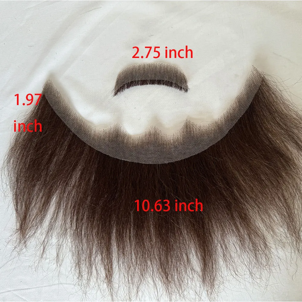 thumbnail image 2 of Fake Mustache, Natural Looking Human Hair Fake Beard, Handmade With Invisible Lace Fake Facial Hair For Entertainment/Drama/Halloween/Funny Cosplay (Brown Fake Mustache 2 of 14