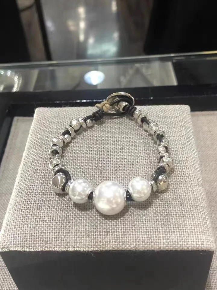 Spain Pearl Leather Rope Necklace Alloy Beads Multilayer Necklace Women Men Handmade Niche Design Festive Jewelry Gifts