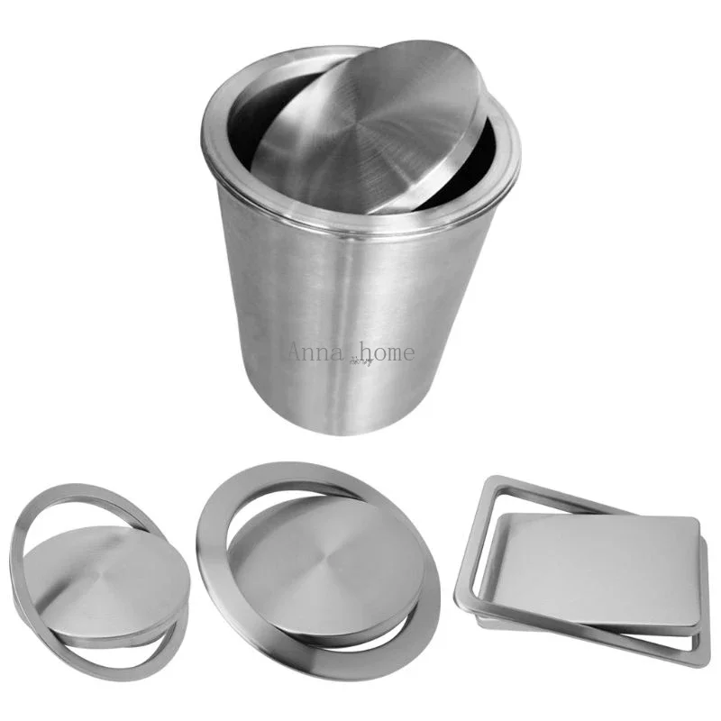Stainless Steel Flush Recessed Built-in Balance Swing Flap Lid Cover Trash Bin Garbage Can Kitchen Counter Top kitchen storage rack