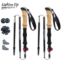 LIGHTEN UP 1/2pcs Folding Trekking Poles Carbon Fiber Collapsible Telescopic Sticks Lightweight Walking Stick Hiking Climbing Ca 1