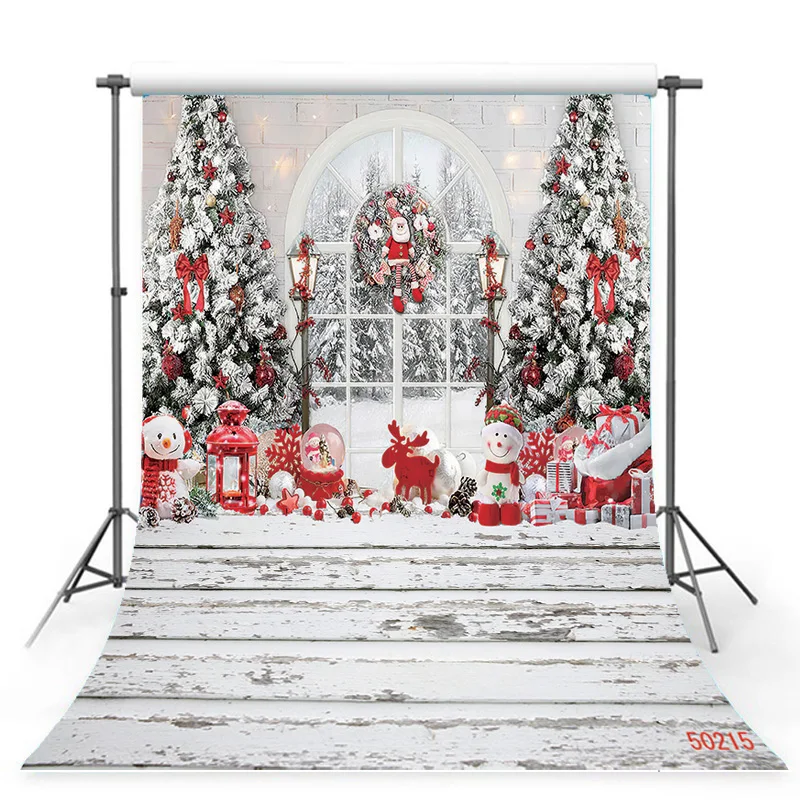 

SHUOZHIKE Vinyl Custom Christmas Theme Photography Background Props Pine Tree Family Festival Backdrops For Photo Studio ZM-02