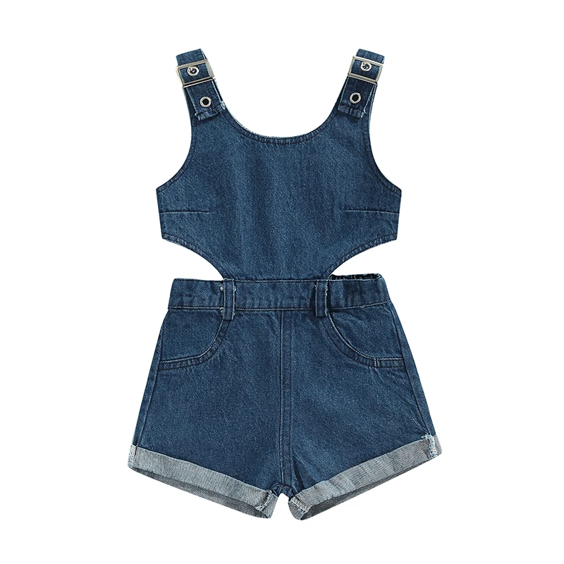 bright baby bodysuits	 FOCUSNORM 0-4Y Summer Casual Kids Girls Denim Jumpsuits Shorts 2 Colors Sleeveless Solid Hollow Out Playsuits Newborn Sailor Romper Girls Boy Costume Anchor Baby Rompers