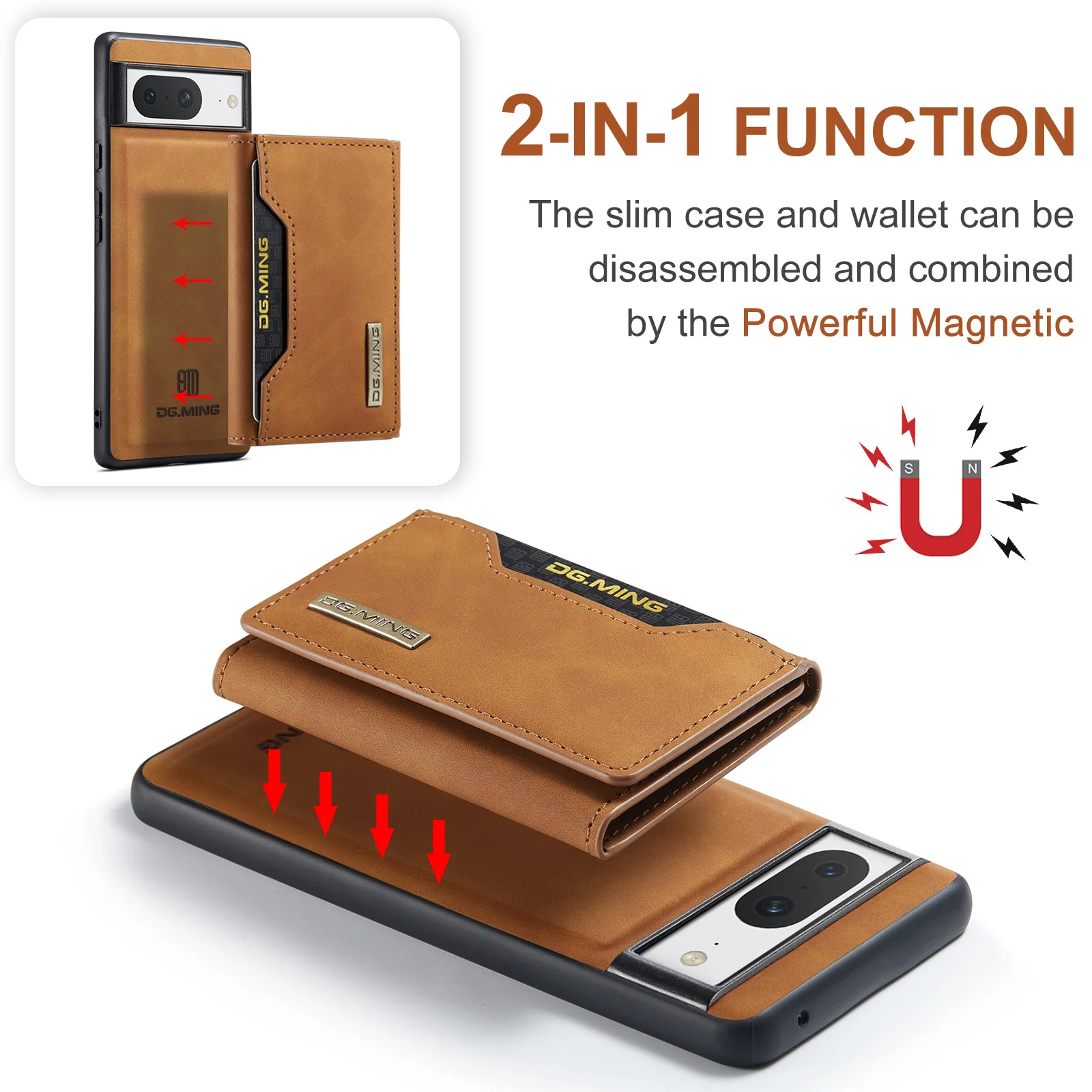 For Google Pixel 8 Case Magnetic Phone Case Card Pocket Wallet Shockproof Protective Leather Cover For Pixel 7 6 Pro 7A 6A 5A