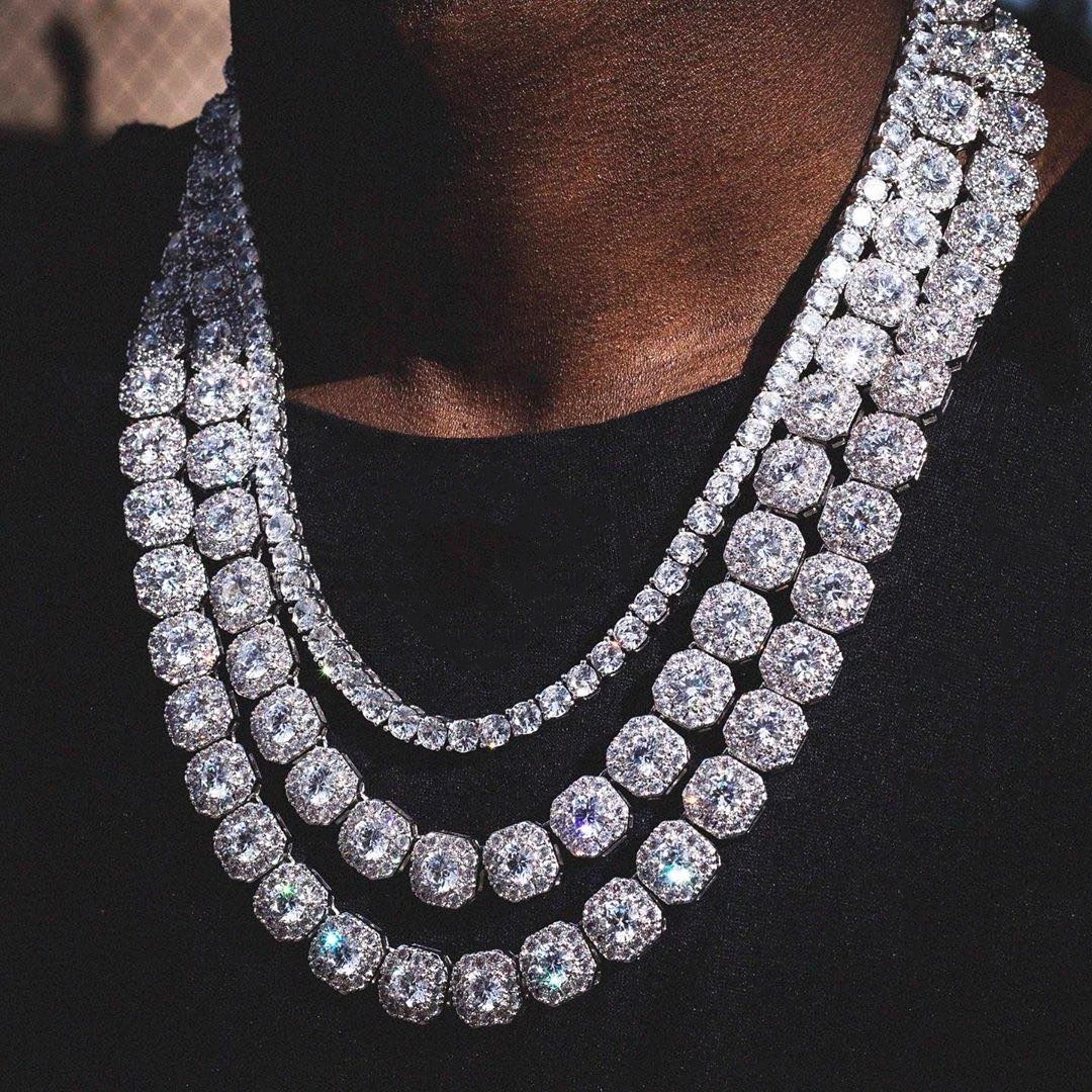 Men Women Bling 13mm Square Cuban Link 
