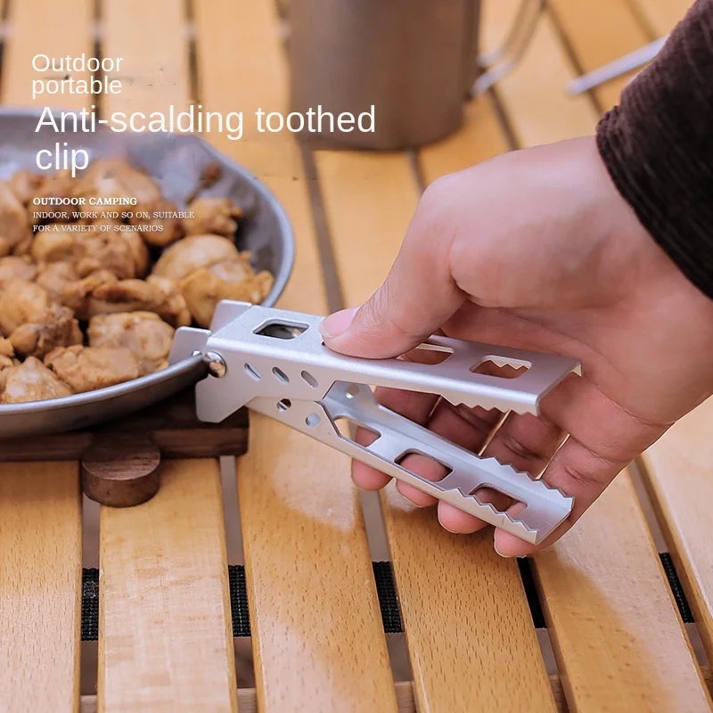 Outdoor Anti-Scald Pot Clip Picnic Tableware Accessories Camping BBQ Clamp Cake Tong Microwave Oven Take Meal Clip Food pot clip