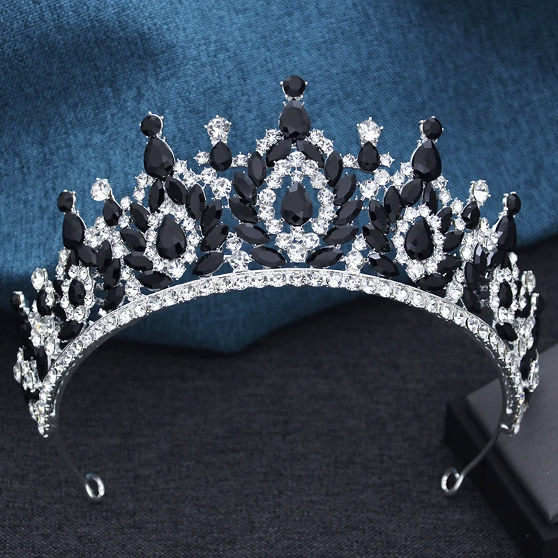 Metal Hair Accessories Hair Accessories Exquisite Black Crystal Bridal Tiaras Crowns Queen Bride Headwear Prom Wedding Crown Hair Jewelry