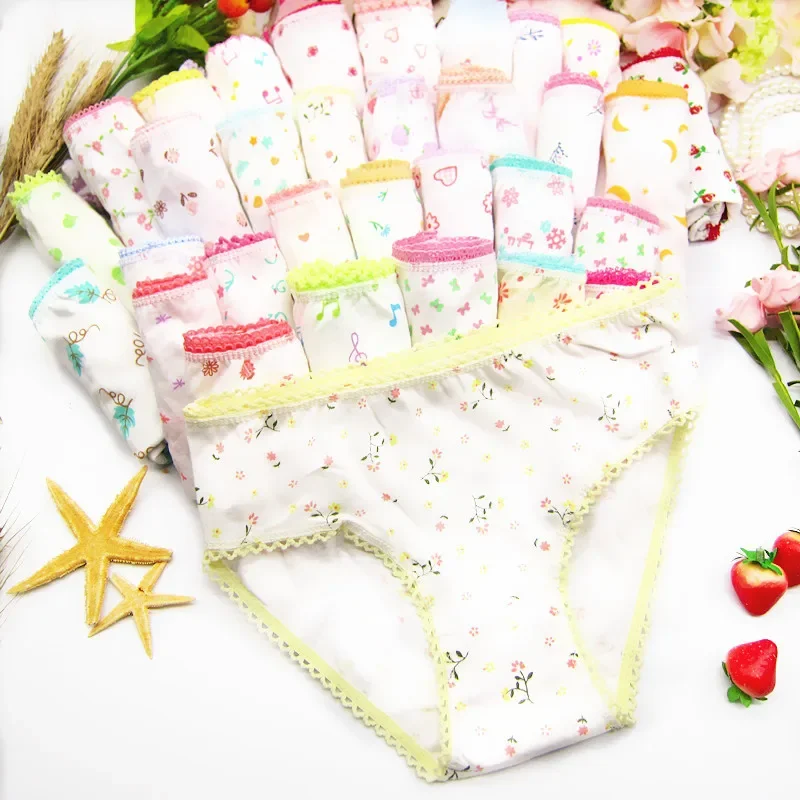 12Pcs/Lot Children Cotton Underwear Female Cartoon Printed Baby Girls Briefs Panties 1-3Years baby cotton panties