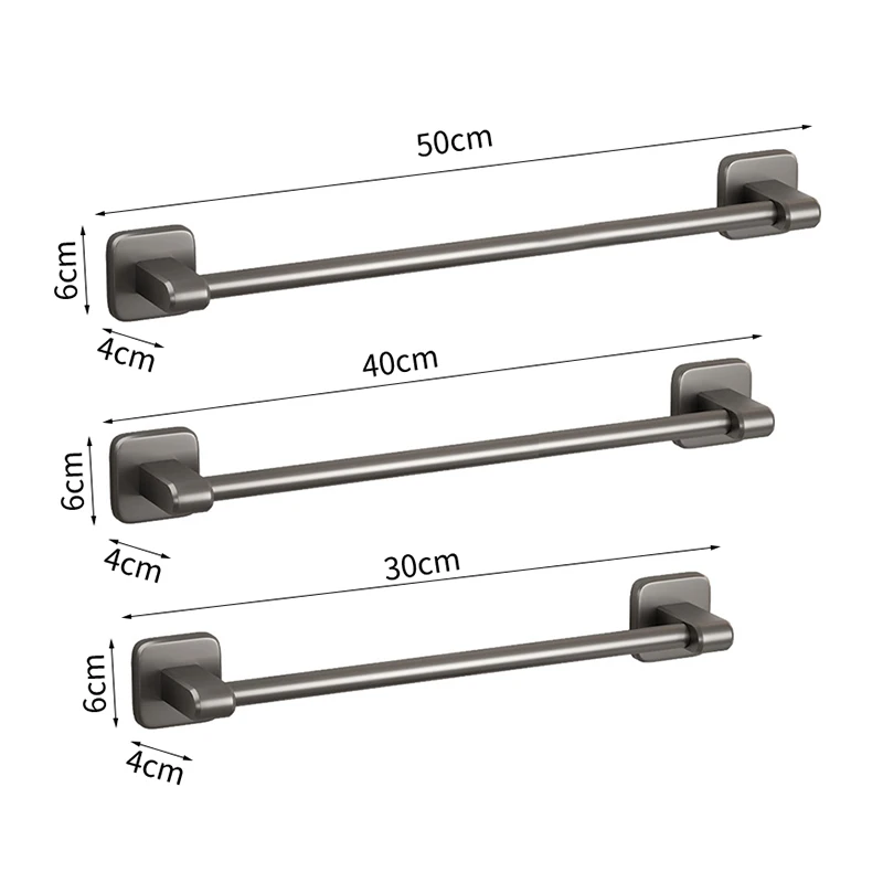 Towel Rack Towel Holder Space Aluminum Bar No Drilling Bathroom Organizers Self-adhesive Towel Bar Bathroom Shelves Kitchen Storage Rack