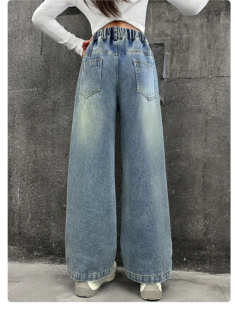 تصميم جديد للأطفال مطبوعة الهيب هوب الجينز للفتيات موضة عالية الشارع الشهير الدنيم السراويل الاطفال العصرية الكرتون الجينز السراويل 4-14T