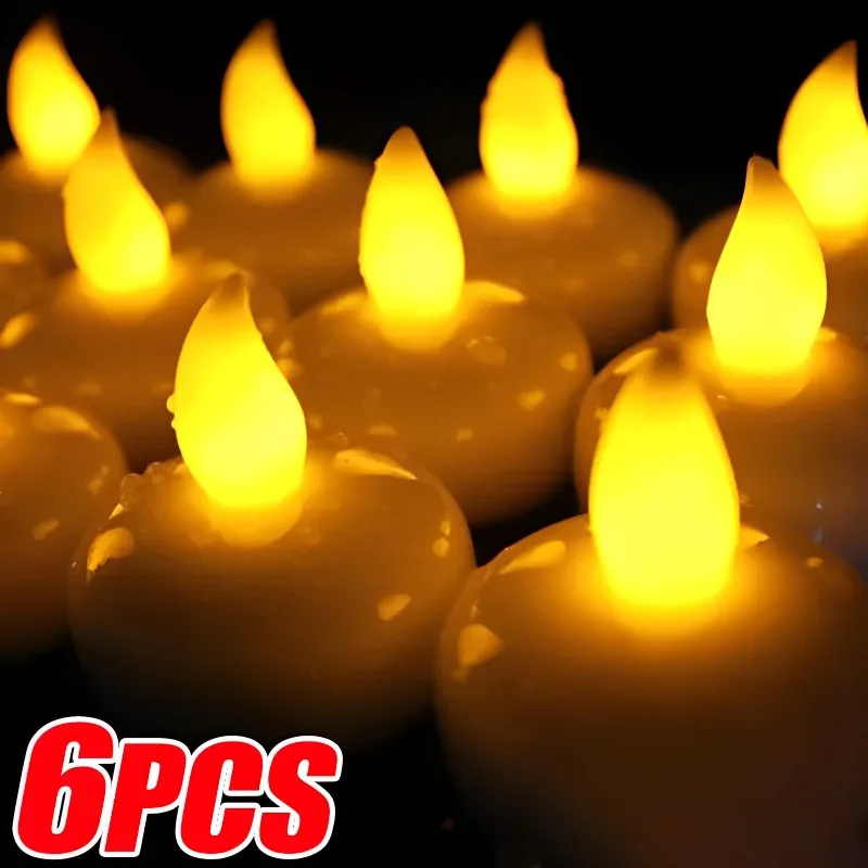 

6/1Pcs Floating LED Tea Light Flicke Electronic LED Candle Battery Powered Floating On Water Tealight For Wedding Home Decor