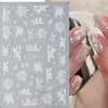 3D White Flower Nail Art Stickers Cute Floral Adhesive Sliders Acrylic Decoration Decals DIY Nail Charms Adhesive Accessories 5
