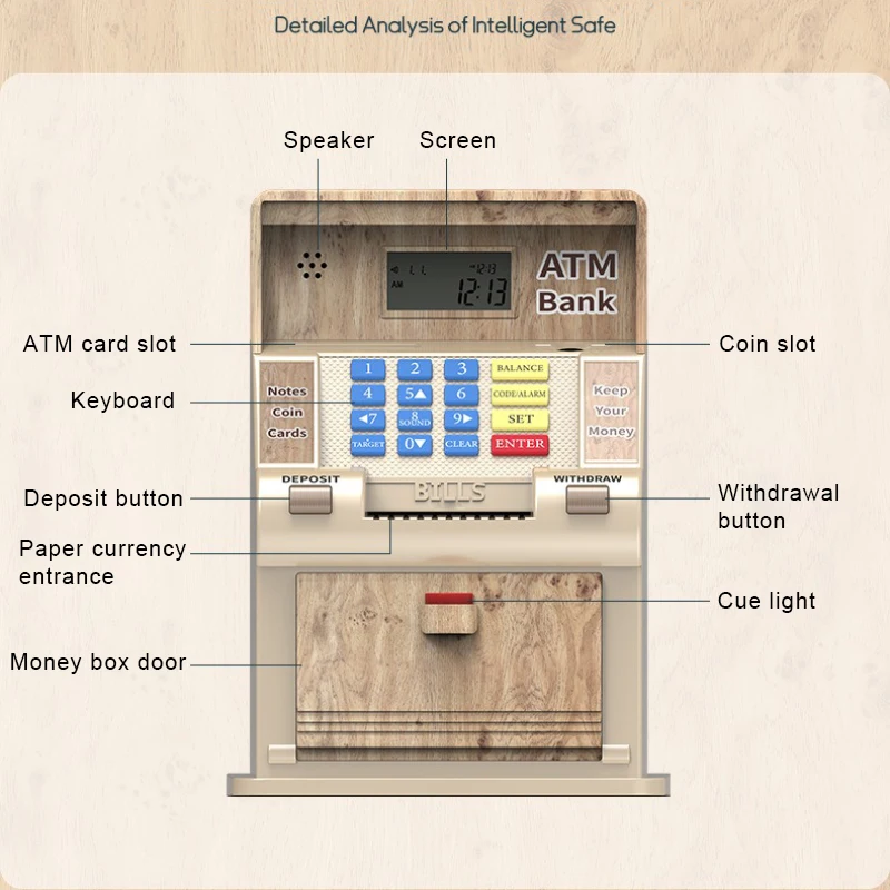 Atm Machines for Real Cash Payment, Piggy Bank Adults Use, Slot Machine Euro Counter, Money Saving Box, gifts for kids 5